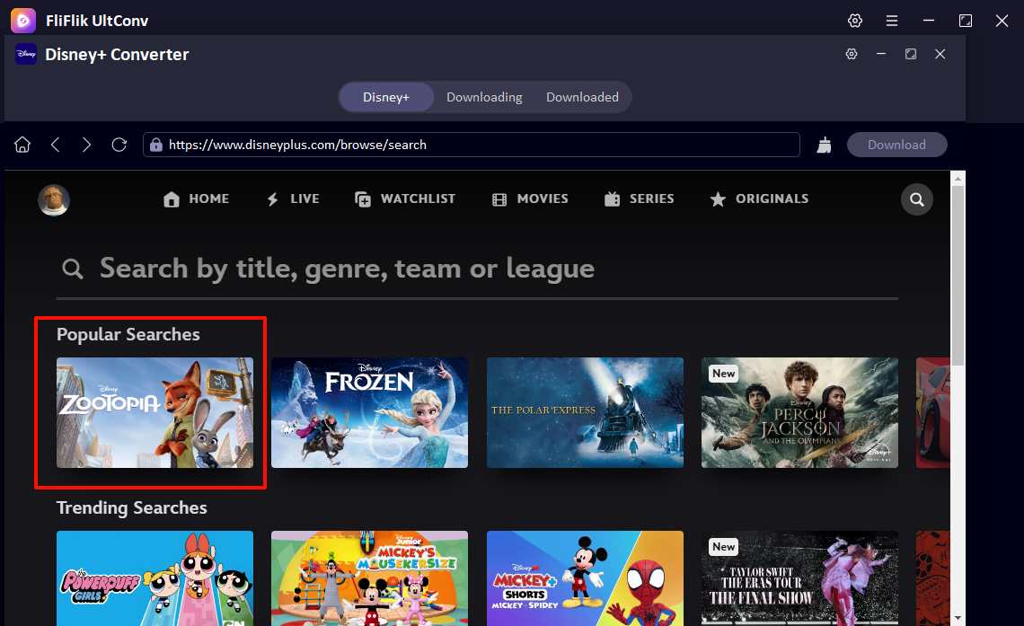 play disney plus movie in ultconv