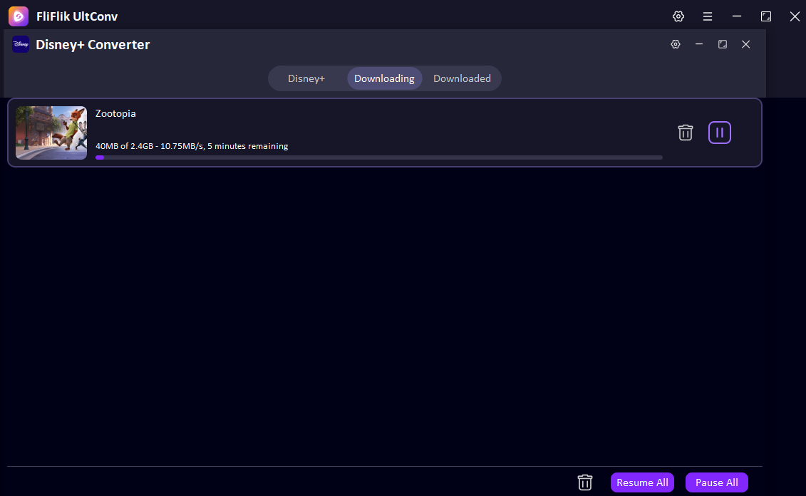 ultconv disney plus download process